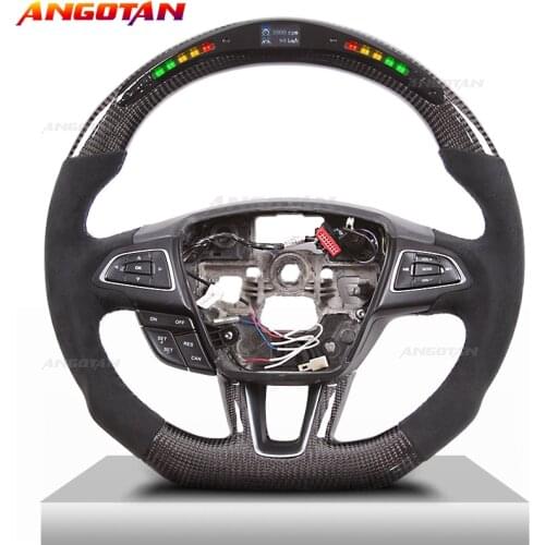 Steering Wheel Fit For Ford Focus Carbon Fiber LED Perforated leather LED Steering Wheel