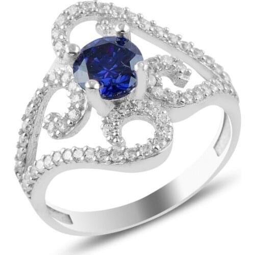 Silver 925 Sterling Sapphire Zircon Ring