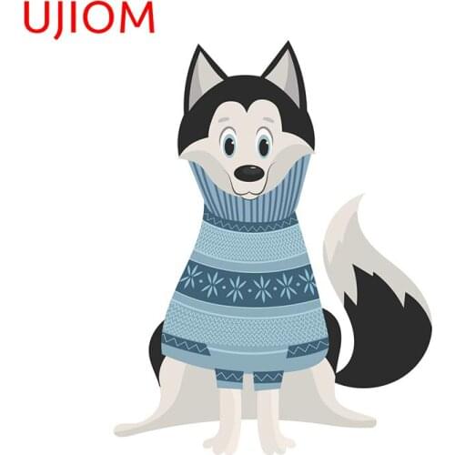 UJIOM Cartoon Husky Door Sticker Home Decoration Living Room Decor Waterproof Wall Decal Wallpaper Bathroom Wall Stickers