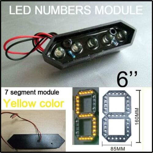 6" yellow color outdoor number 7 segment 12V 2.5W 160*85mm led gas price parts