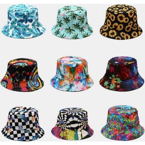Unisex Bucket Hats for Women Men Summer Hat Cartoon Print Sunscreen Sun Hat Panama Caps Fisherman Cap Sunshade Casquette Cap