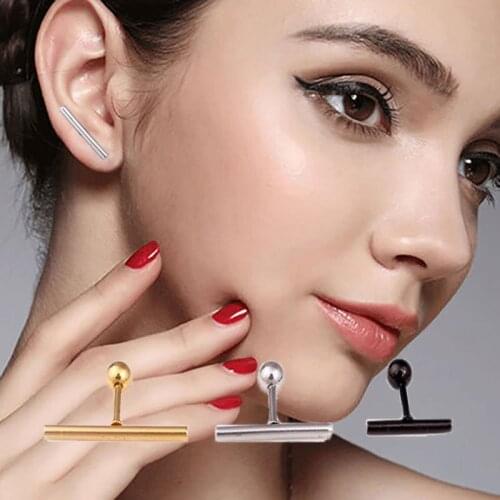 New T Bar Ear Stud Simple Earrings Jacket Custom Geometric Jewelry for Women Wedding Gifts South Koreas Titanium Stick