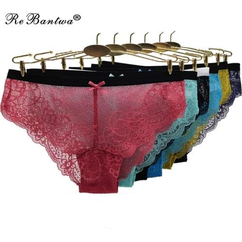 Women Panties Sexy Lingeries Low-waist underpants Lace Briefs Woman Thongs Transparent Hollow Out Underwear See Through knickers