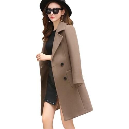 Women Winter Wool Coats High Quality 2019 New Slim Fit Fashion Casual Plus Size Womens Coat Jacket Khaki