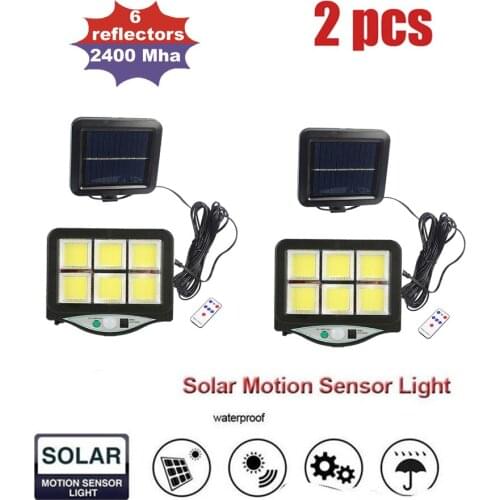 2pcs seperable outdoor solar light PIR motion sensor solar garden lamps energy saving street wall lamp Three modes remote contro
