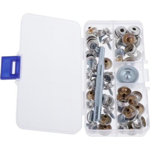 20Pieces Stainless Steel Marine Grade Canvas and Boat Cover Snap Button Fastener Kit with Setting Tool