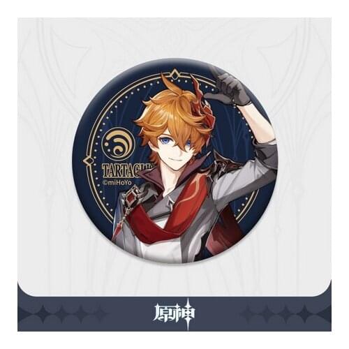 2021 Anime Genshin Impact Ajax Tartaglia Metal Badge Cosplay Button Souvenir Gifts Toys Cartoon Bedge Brooch Pin Collection Xmas