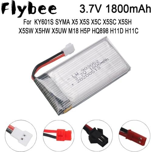 Drone Battery 3.7V 1800mah battery for KY601S SYMA X5 X5S X5C X5SC X5SH X5SW X5HW X5UW M18 H5P HQ898 H11D H11C Helicopters Parts