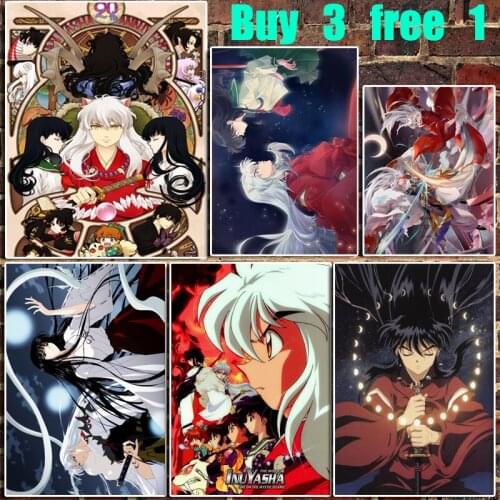 Anime Dog Yasha Retro Kraft Paper Bar Office Coffee Shop Home Art Wall Stickers