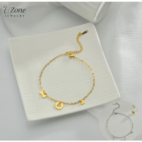 UZone Cute Hollow Bear Stainless Steel Bracelets on Hand Bone Heart Chain Bracelet for Women Kids Lovely Birthday Gifts Jewelry