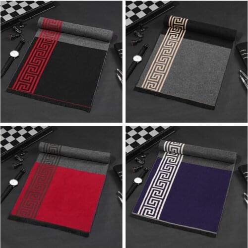 Business Scarf Men High Quality Cashmere Winter Scarf Vintage Shawl Spots Striped Wrap Winter Luxury Brand Designer Scarf Gifts