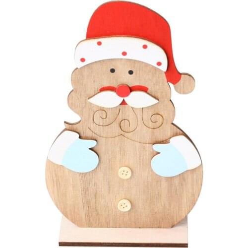 Wooden Christmas Decor Table Sign Wooden Printed Christmas Santa Claus Ornaments Tabletop Decoration for DIY Craft Xmas Decor