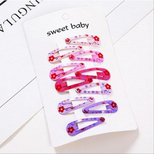 200sets 10pcs/set Lovely Cartoon Heart Type Metal Candy Color Girls Hairpins Hair Clip Kids Headwear
