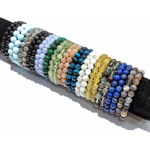 ONE-STOP SHOPPING Genuine Natural Gemstone Stone 8mm Elastic Bracelet