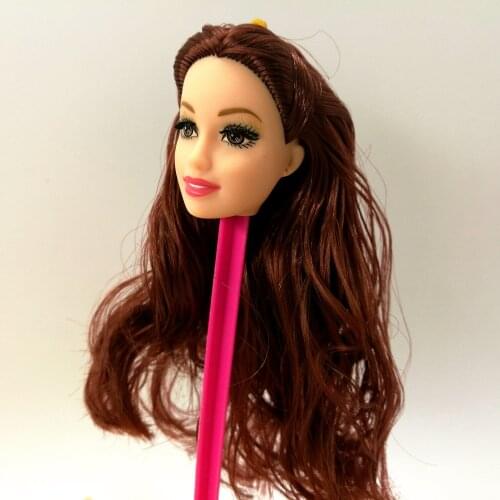 Lowest Price Excellent Quality Doll Head with Colorized Hair Girl Doll Accessories DIY Gift For Barbie Dolls head
