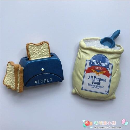 Bread machine flour bag creative resin refrigerator sticker three-dimensional magnetic stickers