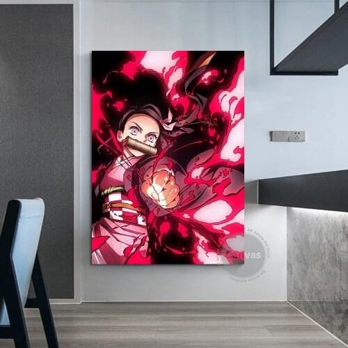Canvas Anime Nezuko Demon Slayer Pictures Home Decoration Paintings Poster HD Prints Wall Art Modular Living Room