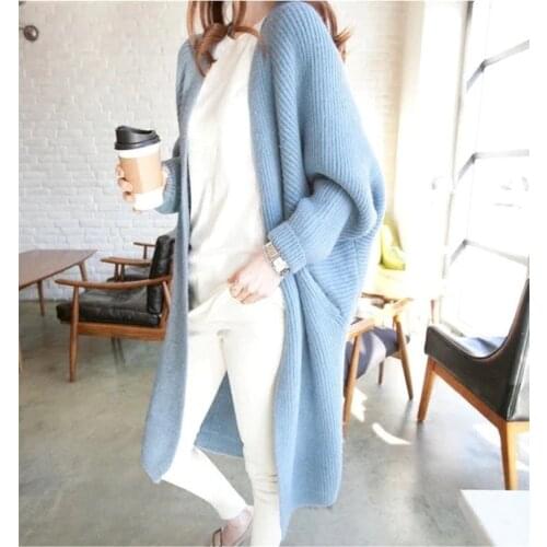 Autumn Winter Batwing Sleeve Knitwear Cardigan Women Large Size Knitted Sweater Cardigan Female Elegant Jumper Coat