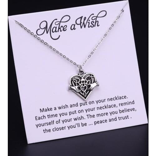 The Love Claddagh Ring Celtics Knot Wish Gift for her him Friendship Butterfly Owl Pendant Christian Statement Necklace