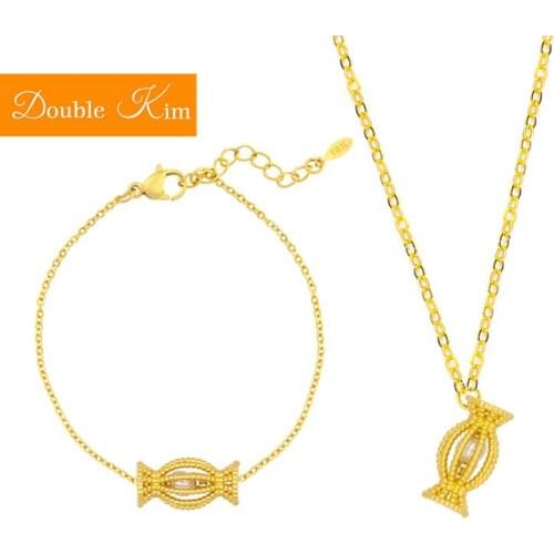 The Shape of Candy Necklace and Bracelet Sets Titanium Stainless Steel Material Golden Fashion Women Jewelry Exquisite Gift