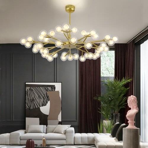 Modern Design Round Glass Lampshade Pendant Light For Dining Living Room Hotel Gold&Black LED Chandelier Lamps Lustre Luminaire