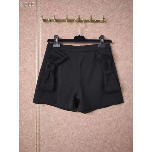 2021 Summer Runway Fashion Mini Shorts Lady High Street Retro Solid Bow Resort High Quality Black Hot Sale Shorts
