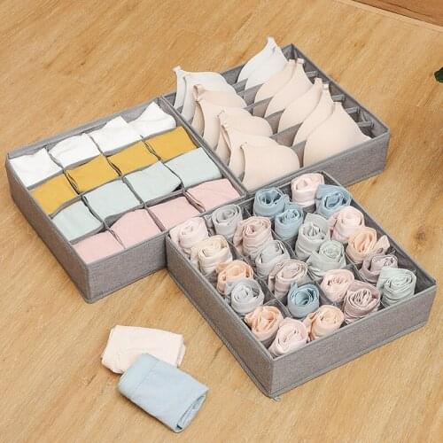 2021 Multifunction Storage New Fabric Socks Underwear Bra Storage Box Drawer Compartment Storage Household Finishing Box Hot