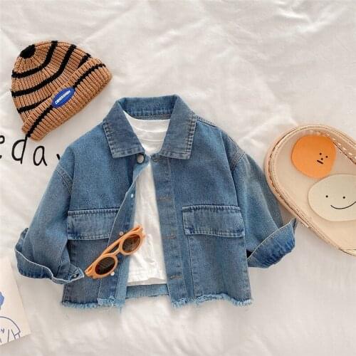 Girls fashion temperament coats Korean style spring autumn children casual all-match denim jackets