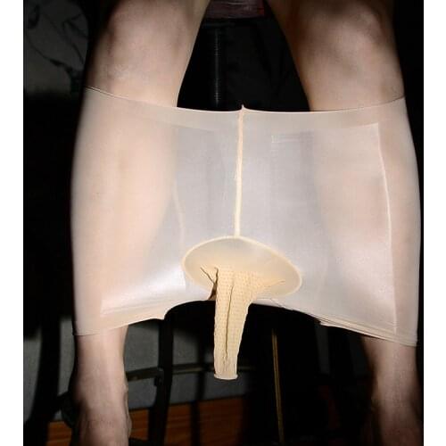 Oil Gloosy Shiny See Through Transparent Boxer Homme Thin Boxershorts Men Convex Pouch Penis Sheath Fetish Gay Nlyons Underwear