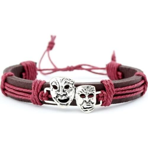 Skull Skeleton Mask Dogs Bones Paw Fish Turtle Tortoise Scissors Crown Arrow Charm Wax Leather Bracelets Women Men Jewelry