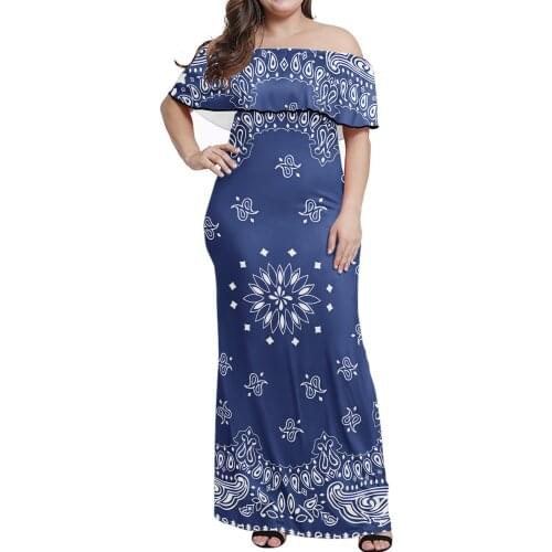 New Arrivals Bandana Dress 2021 Fashion dress Printed Comfortable half shoulder Long Dress Summer Lady Plus Size Dress Custom