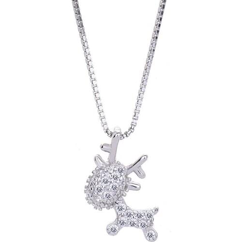 One Deer Has You S925 Sterling Silver Necklace Fawn Pendant Ins Niche Necklace Silver 925 Jewelry Charm Necklace