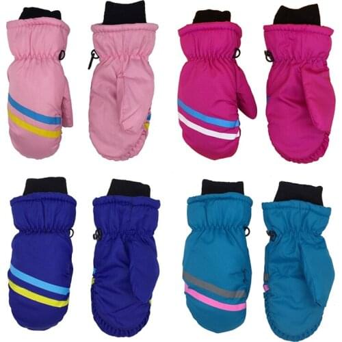 1Pair Winter Children Kids Snow Warm Gloves Boys Girls Ski Windproof Waterproof Thicken Mittens Keep Finger Warm