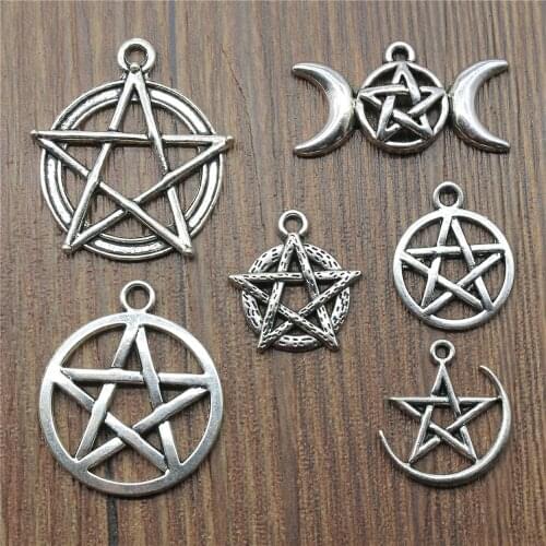 10pcs Antique Silver Color Star Charm Pendants Jewelry Accessories Pentagram Charms For Jewelry Making