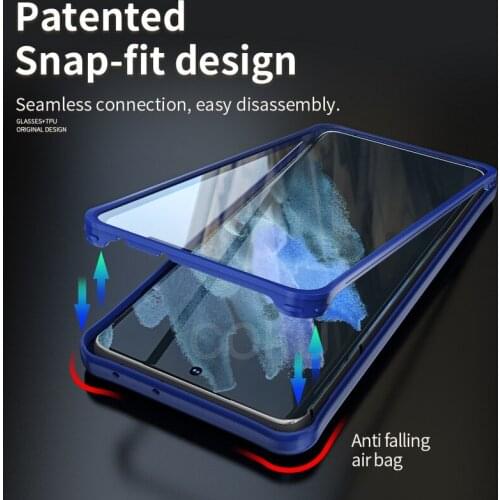 Double-sided Full Body Transparent Alumina Glass Case for Samsung Galaxy S21 Ultra Plus 5G Soft Bumper Camera Protection Cover