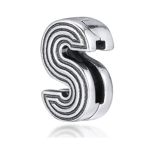 Reflexions Letter S Clip Charms 925 Sterling Silver Metal Beads for Jewelry Making Fits Original Bracelet Kralen Wholesale