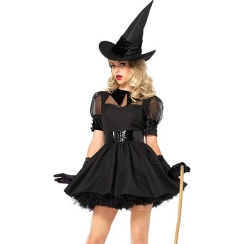 Sexy Woman Carnival Halloween Party Witch Cosplay Costume Hot Night Club Fancy Adult Evil Black Dresses Clothing Sexy Witchcraft