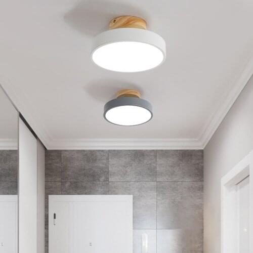 Nordic Wood Led Ceiling Light Fixture Modern Indoor Hallway Aisel Small Lighting Luminaire bedroom Round Lamp Acrylic Home Decor