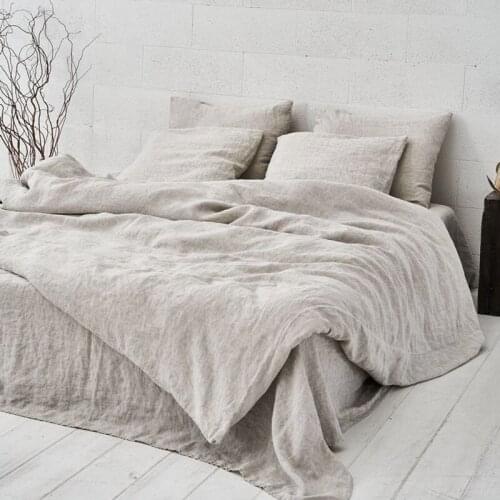 Nordic Feng Shui wash linen bed four piece set 100 cotton linen ins simple Japanese bed single three piece quilt cover