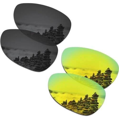 SmartVLT 2 Pairs Polarized Sunglasses Replacement Lenses for Oakley Felon Stealth Black and 24K Gold