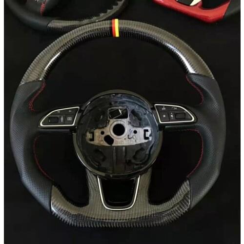 Cuatomized Carbon Fiber Sports Steering Wheel Preforated Leather D-Shape Style for Audi Q3