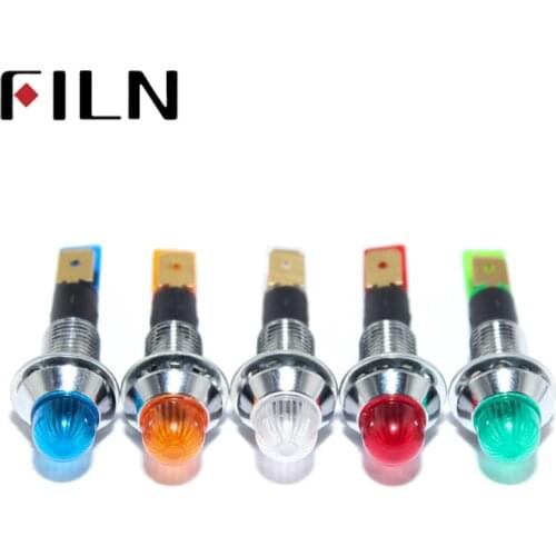 10mm Led light red yellow blue green metal 6v 36v 110v 220v 12v led indicator light with pins