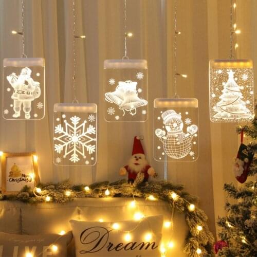 LED Fairy String Light Garland Christmas Decor for Home Xmas Lights Curtain Deer Holiday Lighting Wedding Mubarak Ramadan Star
