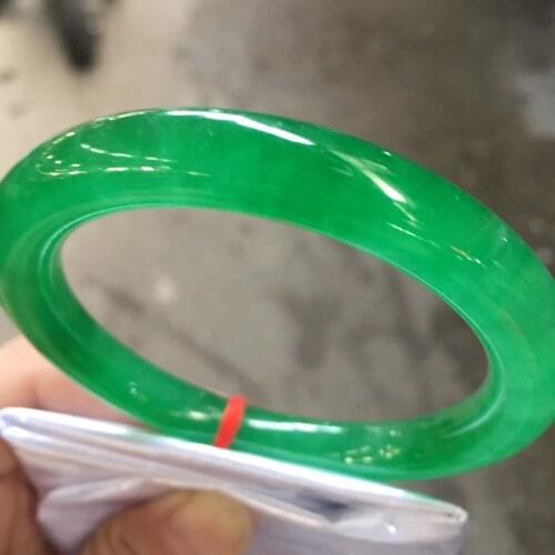 Only One !54.2MMCertified (Grade A)100% Natural Green Jadeite JADE Bracelet Women Bangle