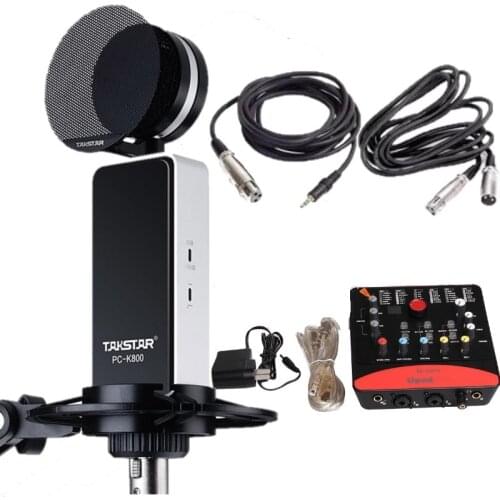 High quality Original Takstar PC-K800 microphone with ICON Upod Pro sound card and audio cables for professional recording