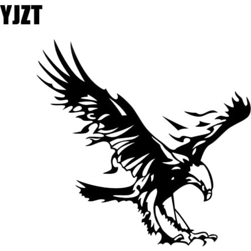 YJZT 20CM*19.2CM Personality Animal Flying Eagle Car Sticker Black/Silver Vinyl Decal Accessories C11-1073