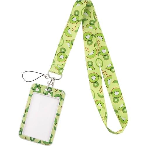 YL66 Novel Fruit kiwi Print Keychain Ribbon Lanyards for Keys ID Card Phone Straps Hanging Rope Lariat Students Badge Holder