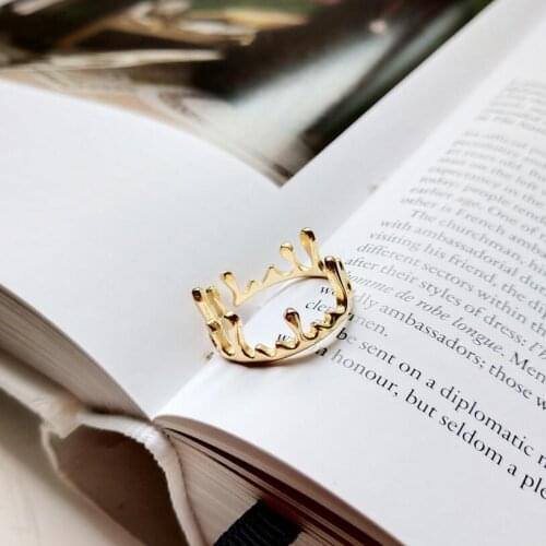 Original 925 Sterling Silver Gold Crown Rings For Women Jewelry Fashion Open Adjustable Finger Ring Silver Jewelry Drop Shipping