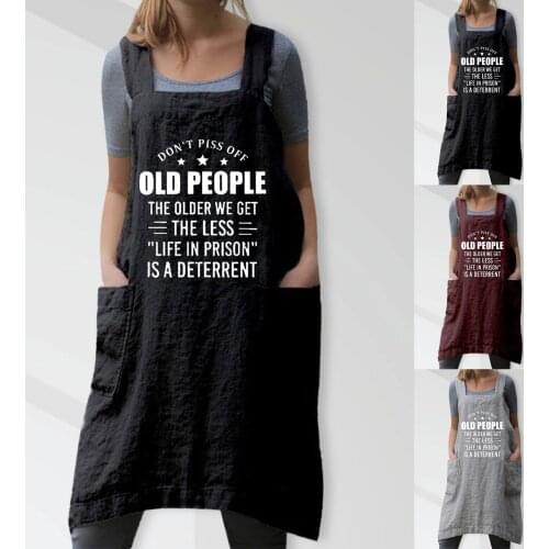 Womens Fashion Casual Letter Printed Pocket Strap Loose Cotton Linen Japanese Tooling style Vest Dress Cool Girls Clothing Robe