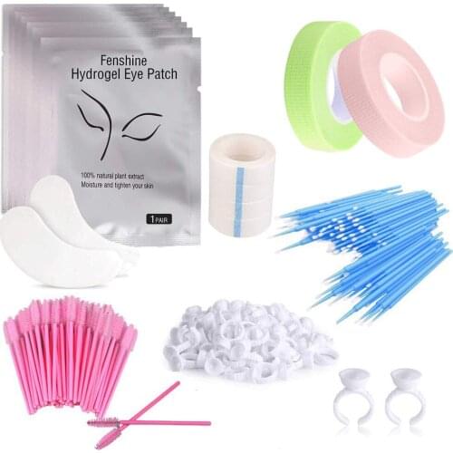 1Set Eye Gel Patches Mascara Wands Applicator Eye Lash Brushes Eyelash Extension Rings makeup Glue Rings Holder Makeup Tool